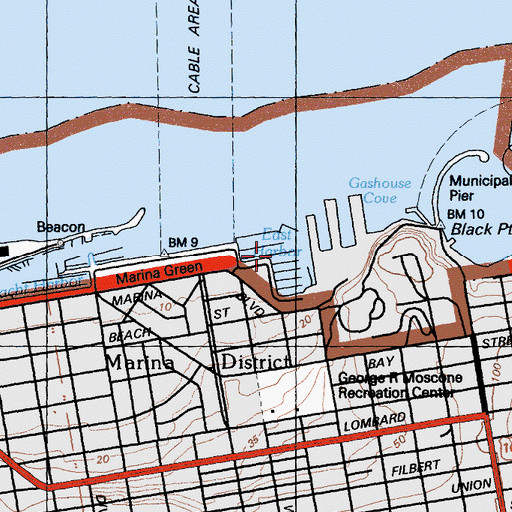 Topographic Map of East Harbor, CA