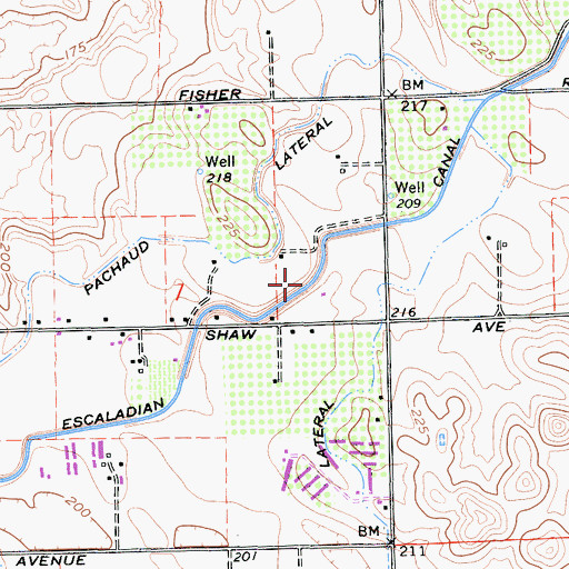 Topographic Map of Escaladian Shaw Canal, CA