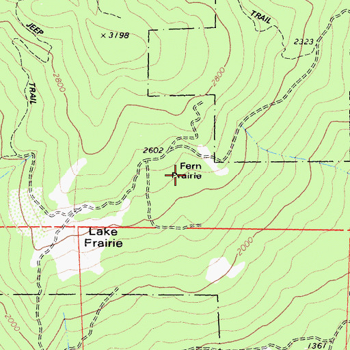 Topographic Map of Fern Prairie, CA