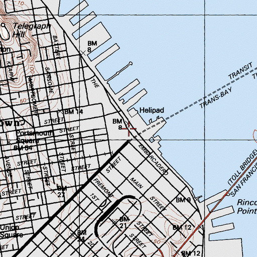 Topographic Map of Ferry Building, CA