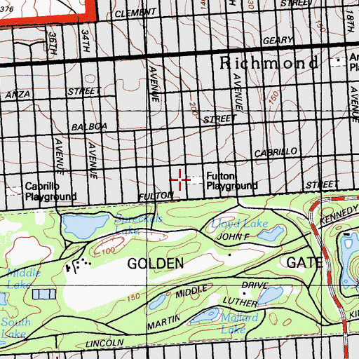 Topographic Map of Fulton Playground, CA