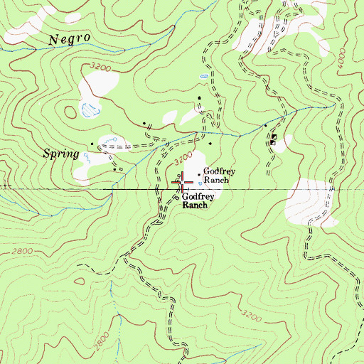 Topographic Map of Godfrey Ranch, CA