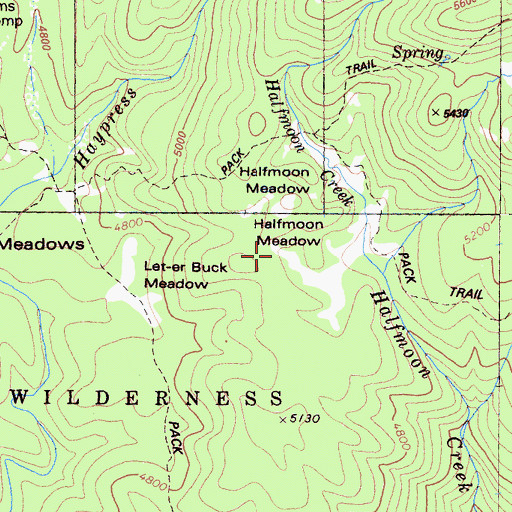Topographic Map of Halfmoon Meadow, CA