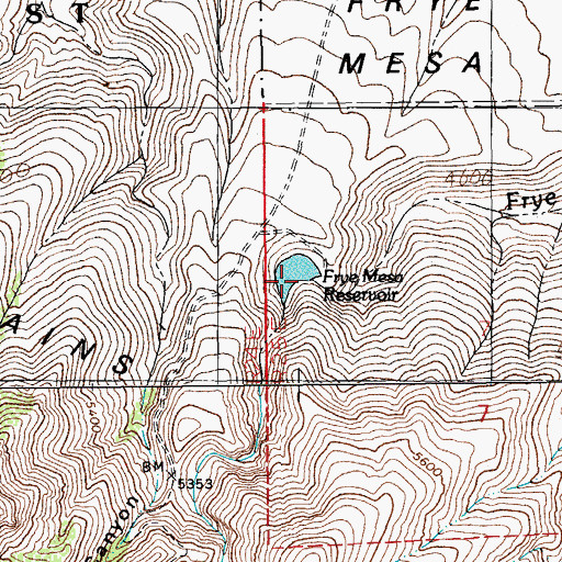 Topographic Map of Frye Mesa Reservoir Dam, AZ