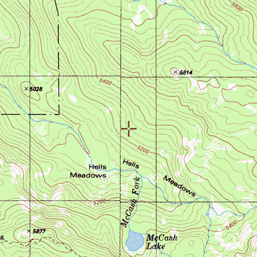 Topographic Map of Hells Meadows, CA