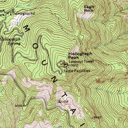 Topographic Map of Heliograph Ranger Lookout, AZ