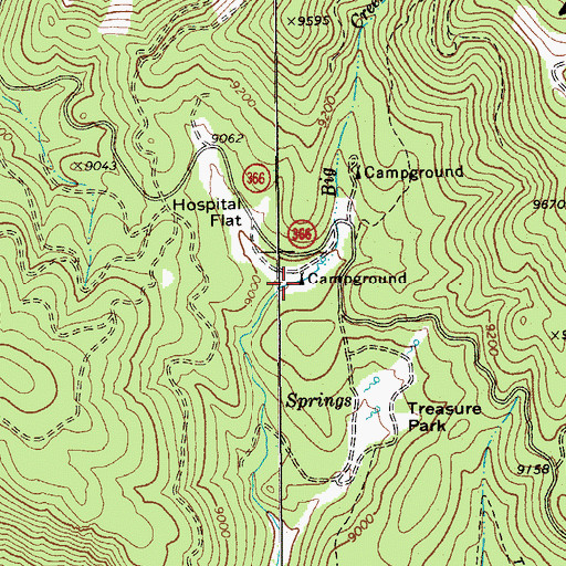 Topographic Map of Hospital Flat Campground, AZ