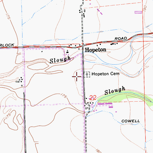 Topographic Map of Hopeton Cemetery, CA