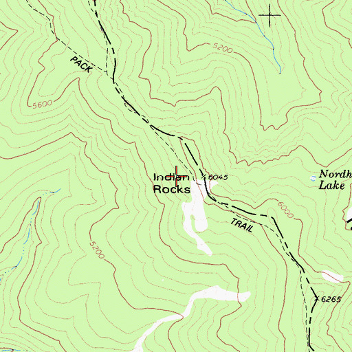 Topographic Map of Indian Rocks, CA