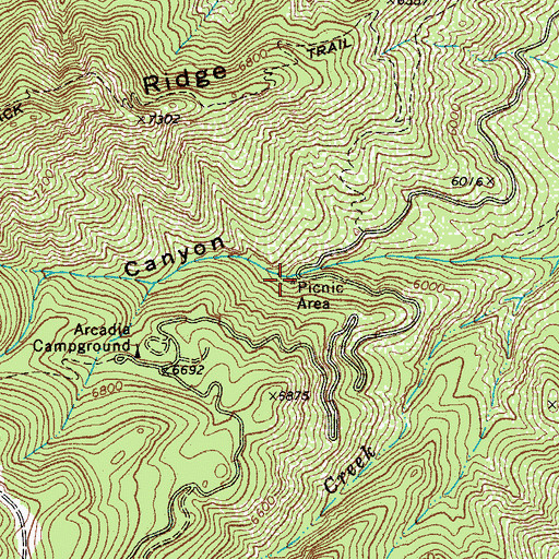 Topographic Map of West Canyon Picnic Grounds, AZ