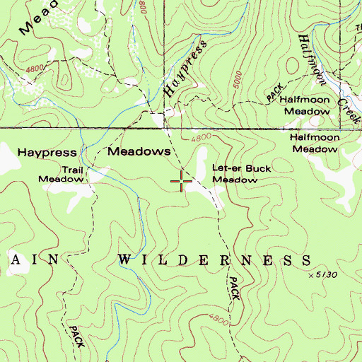 Topographic Map of Let-Er Buck Meadow, CA
