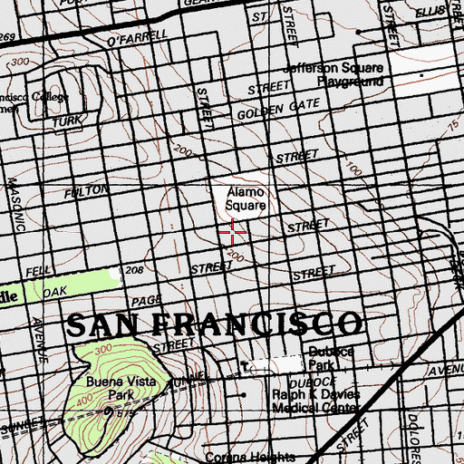 Topographic Map of Lombard School, CA