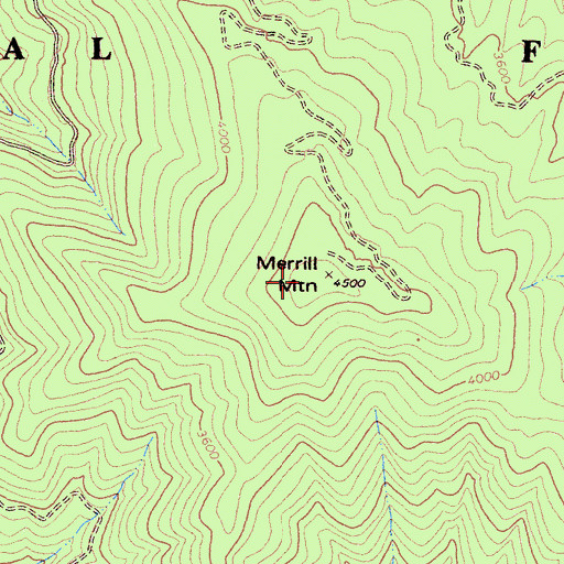 Topographic Map of Merrill Mountain, CA