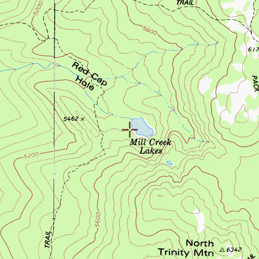 Topographic Map of Mill Creek Lakes, CA