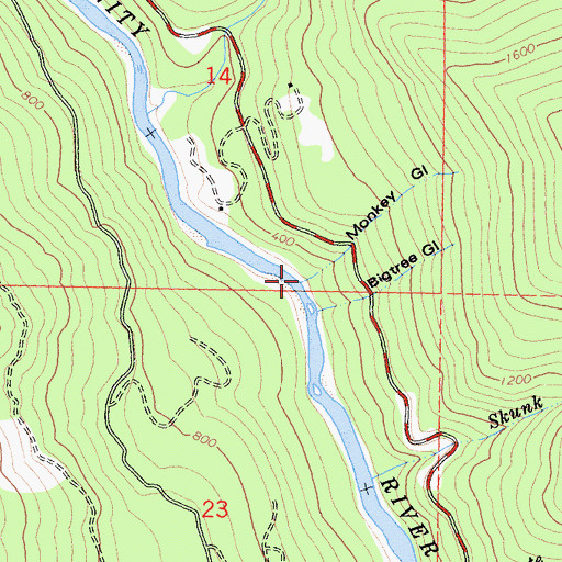 Topographic Map of Monkey Gulch, CA