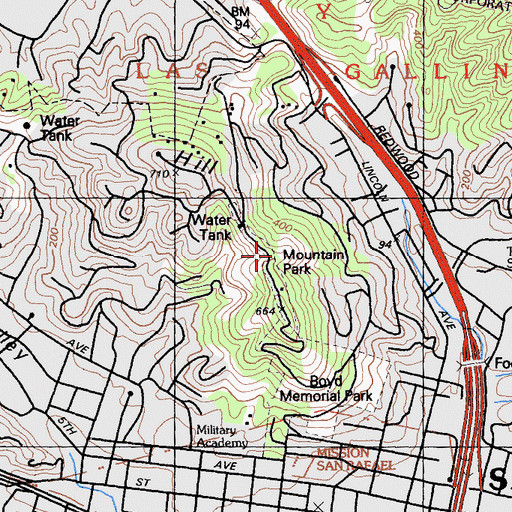 Topographic Map of Mountain Park, CA