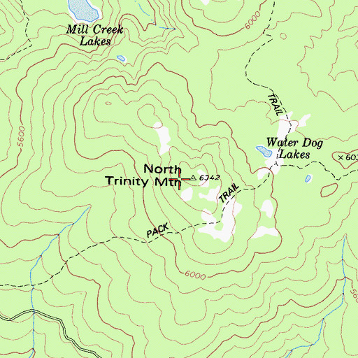 Topographic Map of North Trinity Mountain, CA