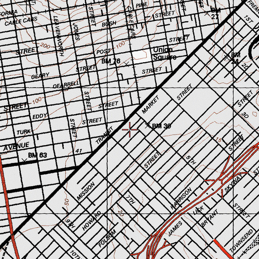 Topographic Map of Old Mint Building, CA