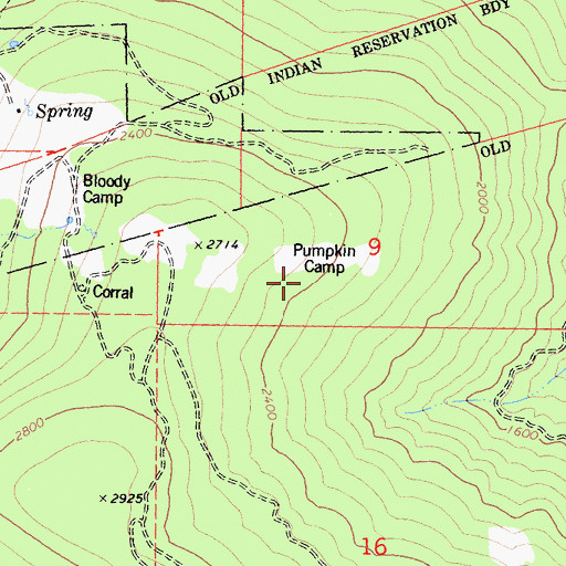 Topographic Map of Pumpkin Camp, CA