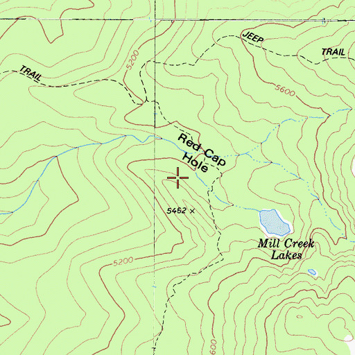 Topographic Map of Red Cap Hole, CA