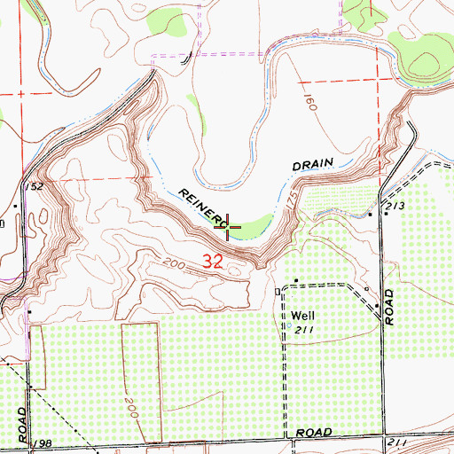 Topographic Map of Reinero Drain, CA