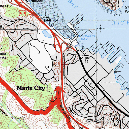 Topographic Map of North Bay Elementary School, CA