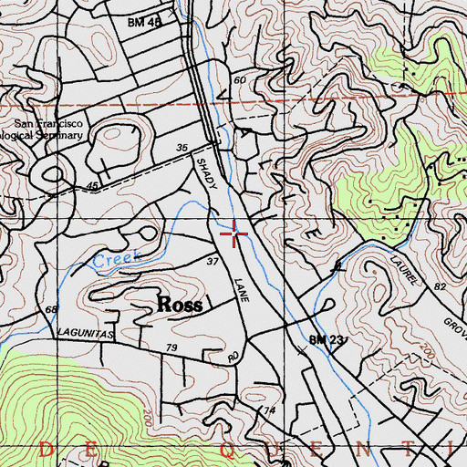 Topographic Map of Ross Creek, CA