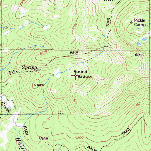 Topographic Map of Round Meadows, CA