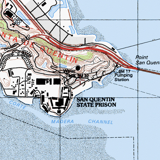 Topographic Map of San Quentin, CA