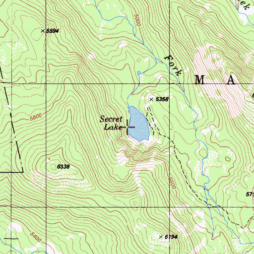 Topographic Map of Secret Lake, CA