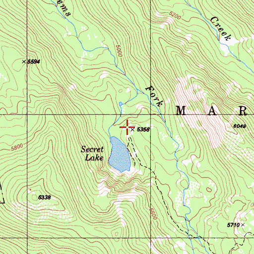 Topographic Map of Secret Valley, CA