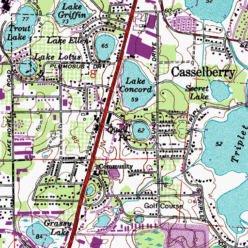 Topographic Map of Casselberry Fire Department Administration, FL