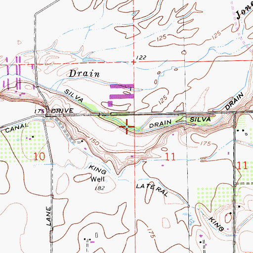 Topographic Map of Silva Drain, CA