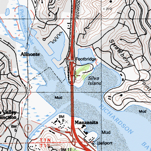 Topographic Map of Silva Island, CA