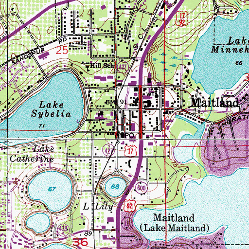 Topographic Map of Maitland Fire Rescue Department Station 45, FL