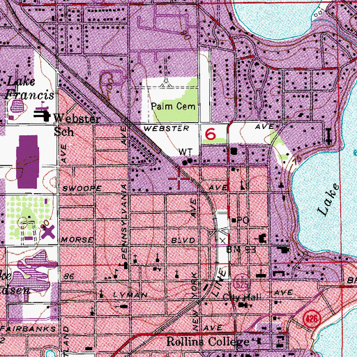 Topographic Map of Winter Park Fire Department Station 61, FL