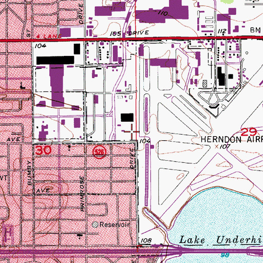 Topographic Map of Orlando Fire Department Station 6, FL