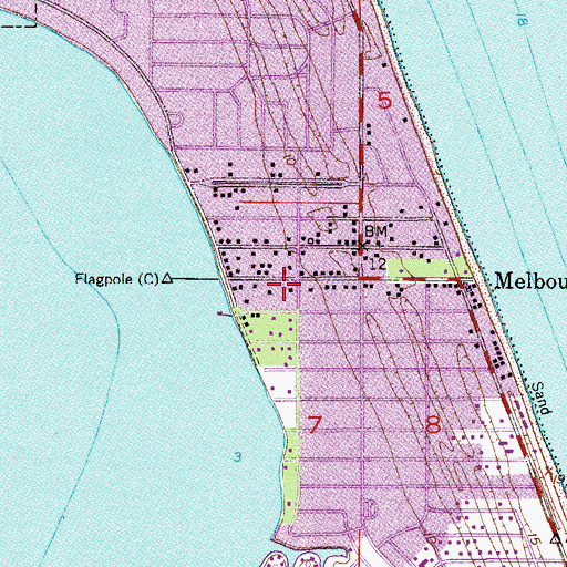 Topographic Map of Melbourne Beach Police Department, FL