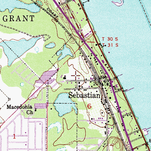 Topographic Map of Sebastian Police Department, FL