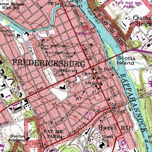 Topographic Map of Fredericksburg Rescue Squad, VA