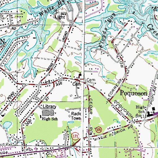 Topographic Map of Poquoson City Fire and Rescue Administration, VA