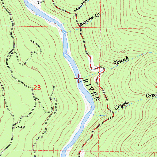 Topographic Map of Skunk Creek, CA