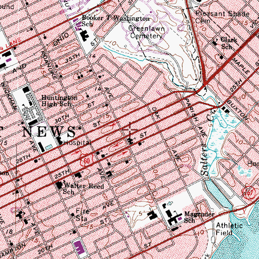 Topographic Map of Newport News Police Department, VA