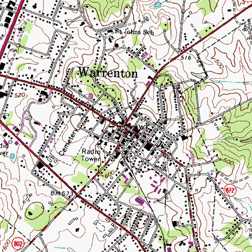 Topographic Map of Warrenton General District Court, VA