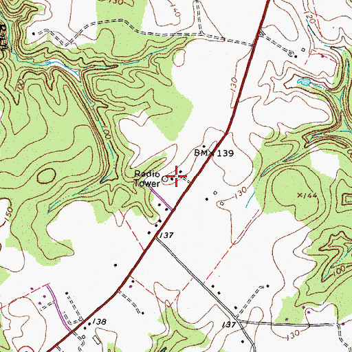 Topographic Map of Virginia State Police Division 1 Area 2 Office, VA