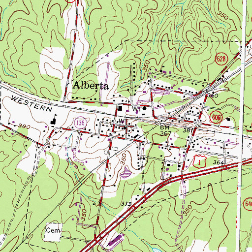 Topographic Map of Alberta Police Department, VA