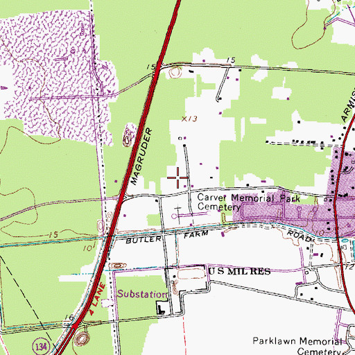 Topographic Map of Virginia State Police Division 5 Area 46 Office, VA