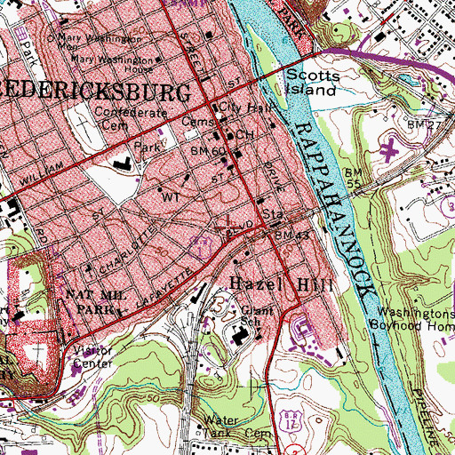 Topographic Map of Fredericksburg Sheriff's Office, VA