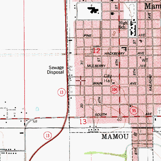 Topographic Map of Mamou Volunteer Fire Department, LA