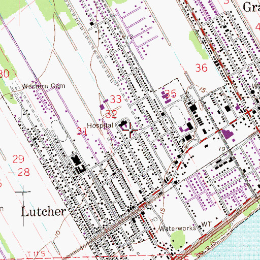 Topographic Map of Lutcher Volunteer Fire Department, LA
